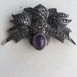 Judith Jack vintage sterling silver marcasite pin.